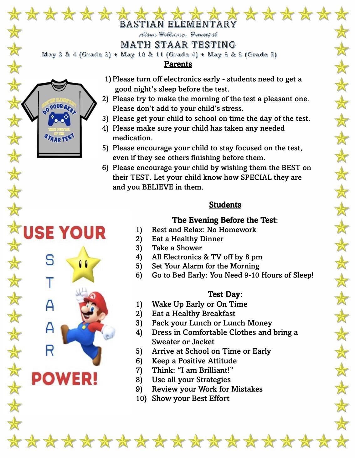 STAAR Math Testing  May 3rd-11th